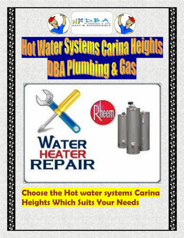 Hot Water Systems Carina Heights - DBA Plumbing & Gas