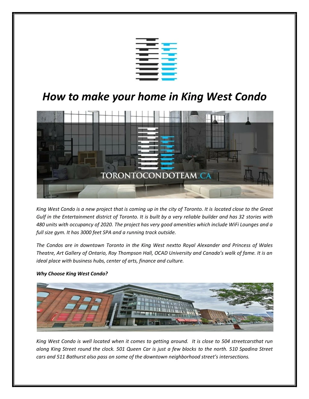 how to make your home in king west condo