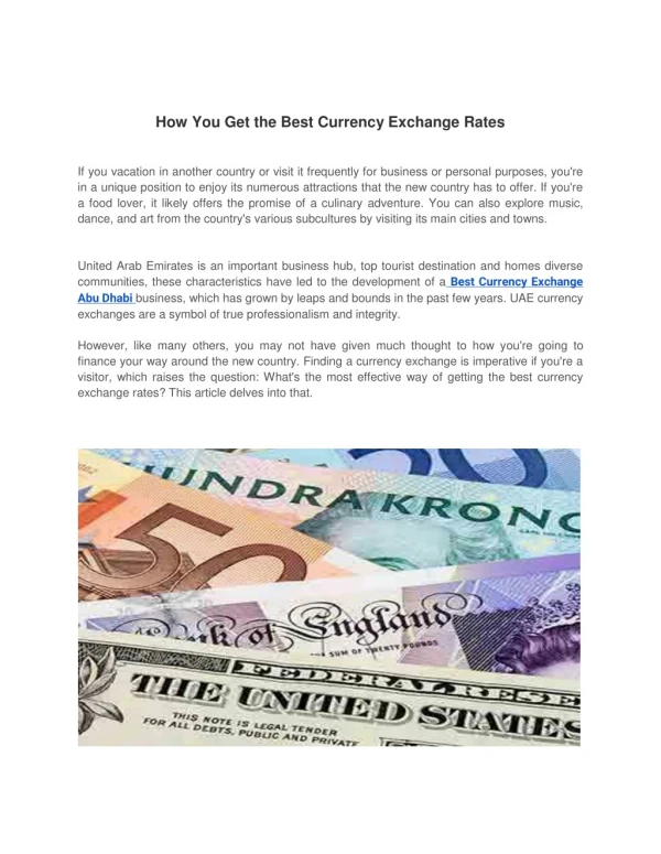 Find the Best Currency Exchange Abu Dhabi