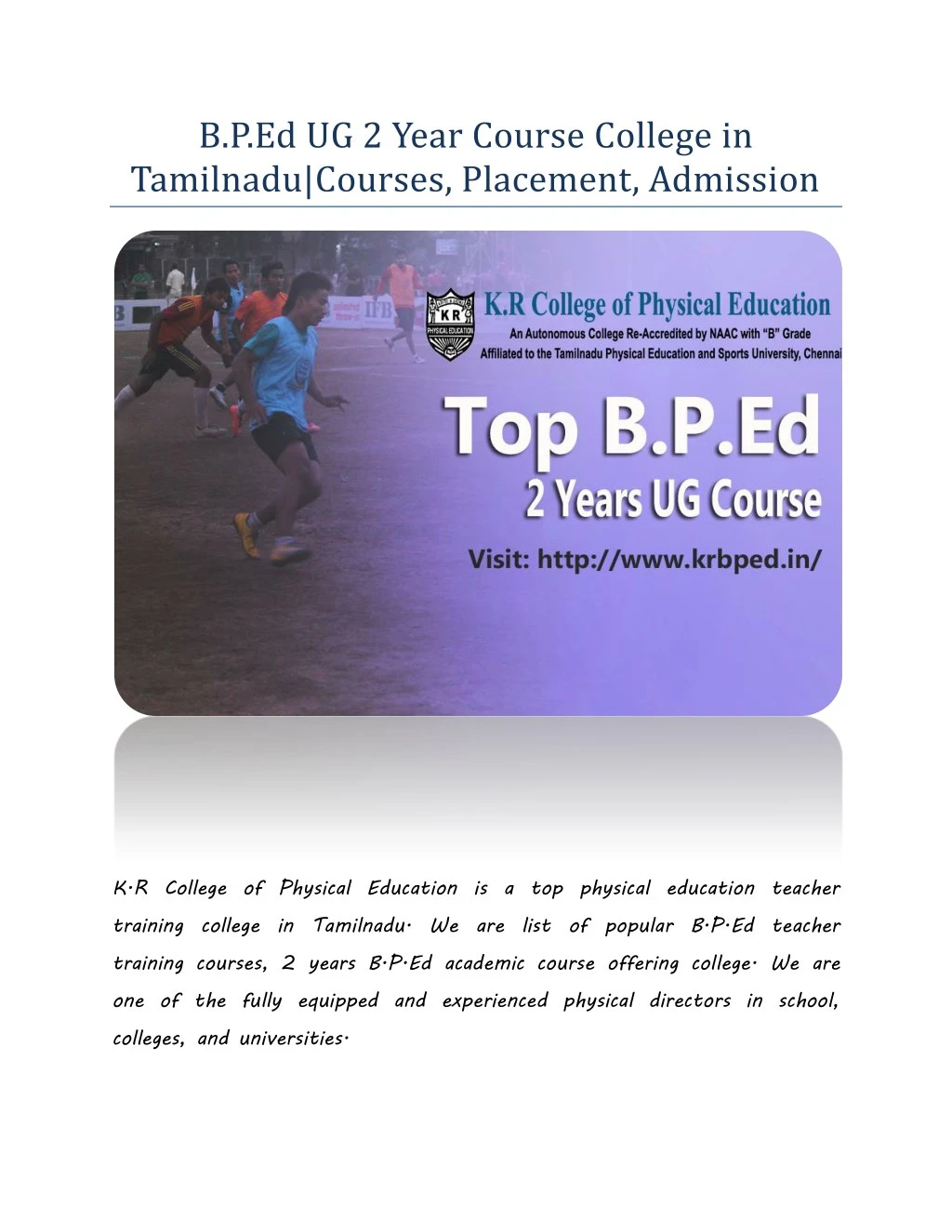 b p ed ug 2 year course college in tamilnadu