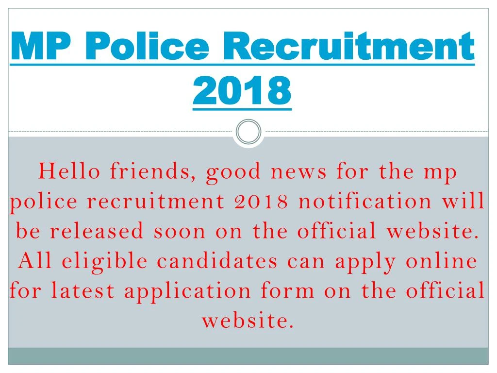 mp police recruitment 2018