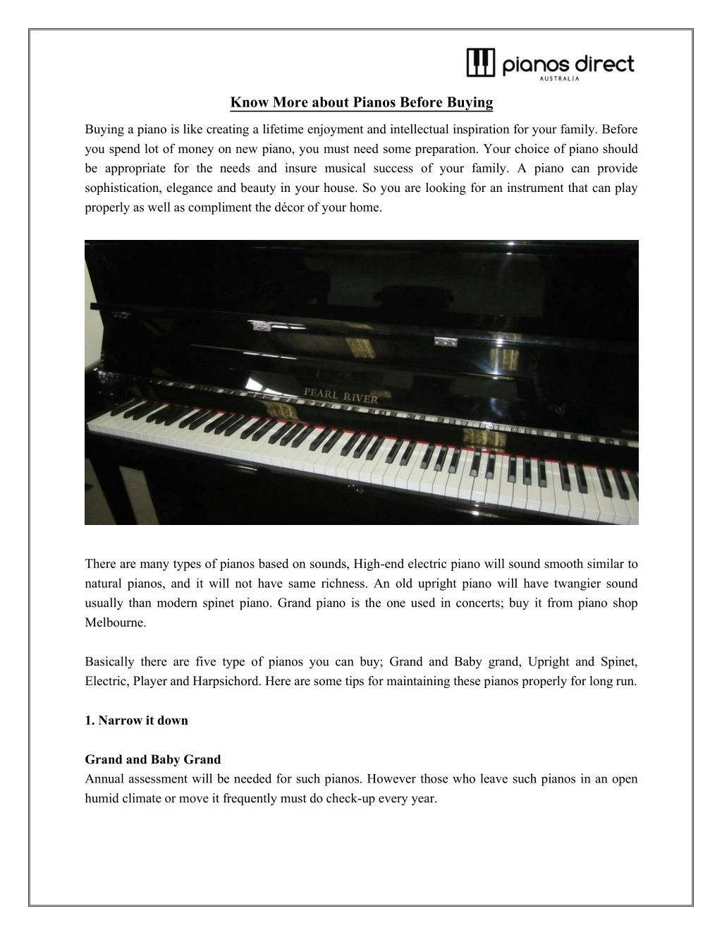 know more about pianos before buying