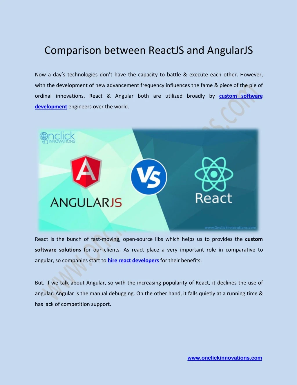comparison between reactjs and angularjs