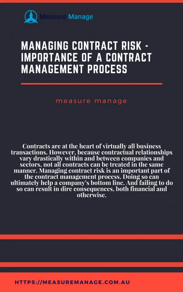 Managing Contract Risk - Importance of A Contract Management Process