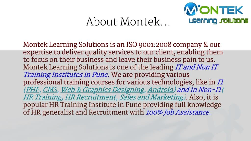 about montek montek learning solutions