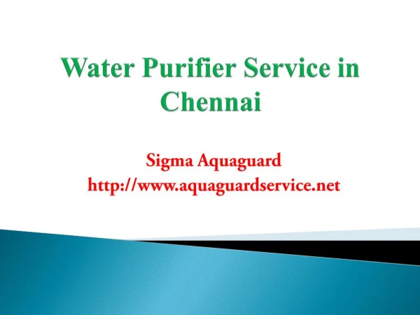 Water Purifier Service in Chennai