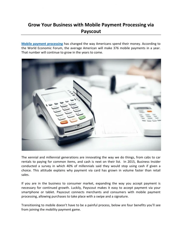 Grow Your Business with Mobile Payment Processing via Payscout