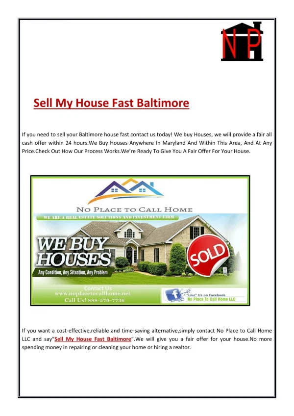 Steps To Sell My House Fast In Baltimore