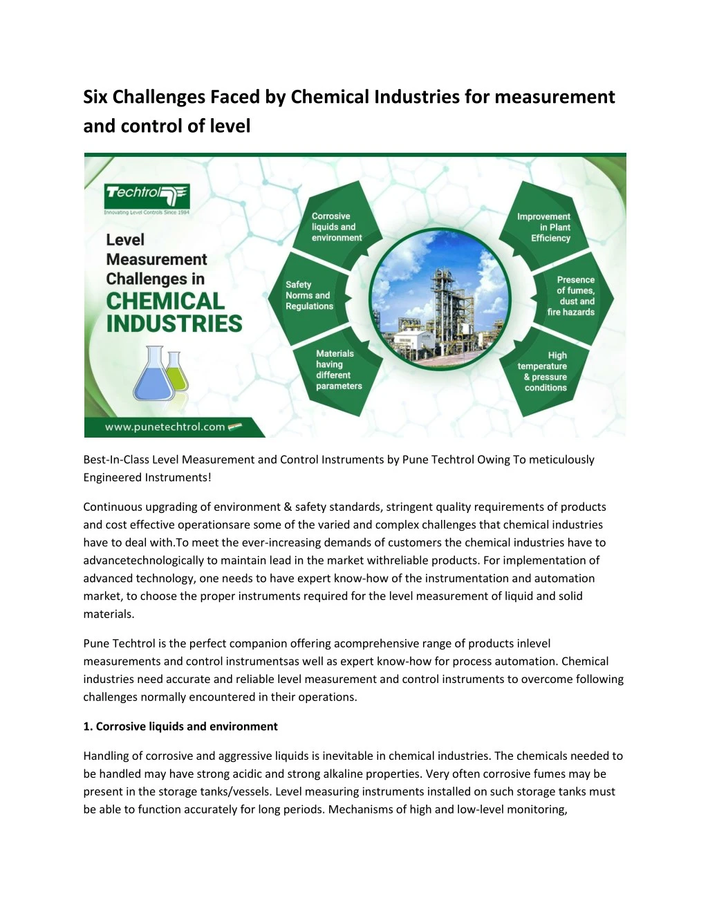 six challenges faced by chemical industries