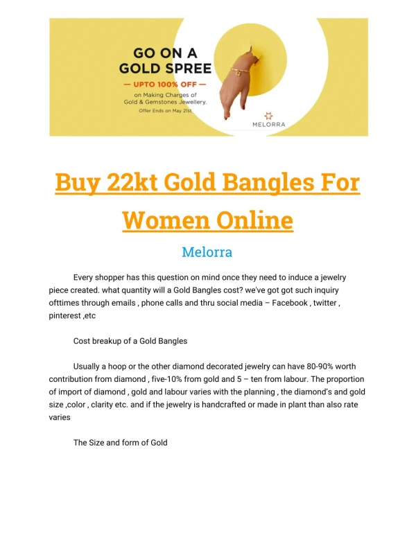 Buy 22kt Gold Bangles For Women Online