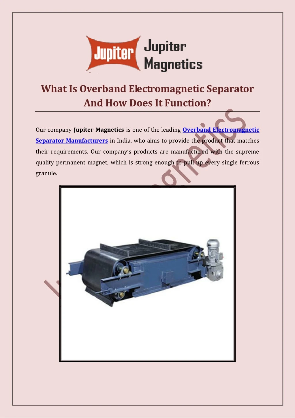 what is overband electromagnetic separator