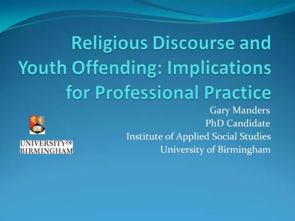 Religious Discourse and Youth Offending: Implications for Professional Practice