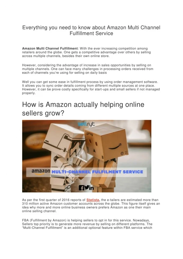 Everything you need to know about Amazon Multi Channel Fulfillment Service