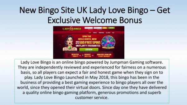 New Bingo Site UK Lady Love Bingo – Get Exclusive Welcome Bonus