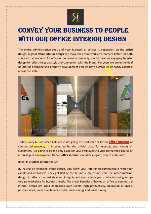 Convey your Business to People with our Office Interior Design
