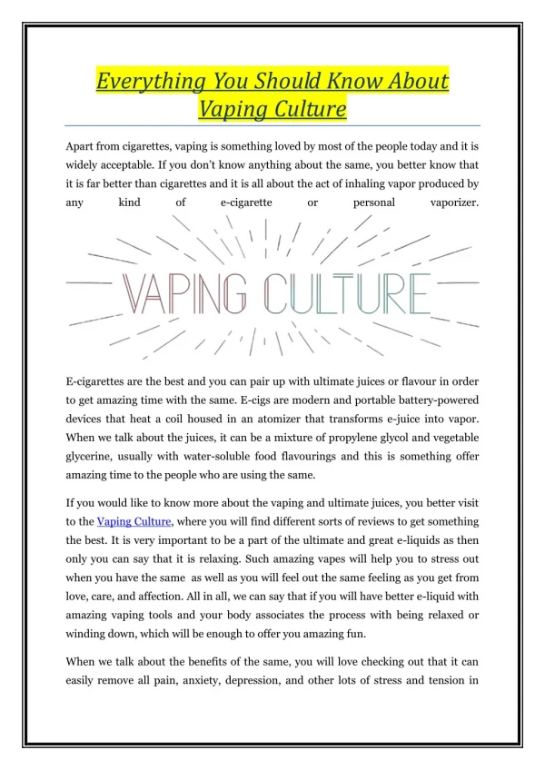Everything You Should Know About Vaping Culture