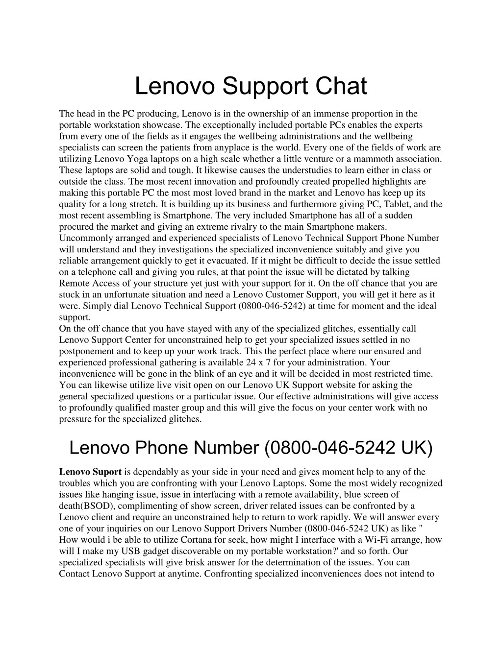 lenovo support chat