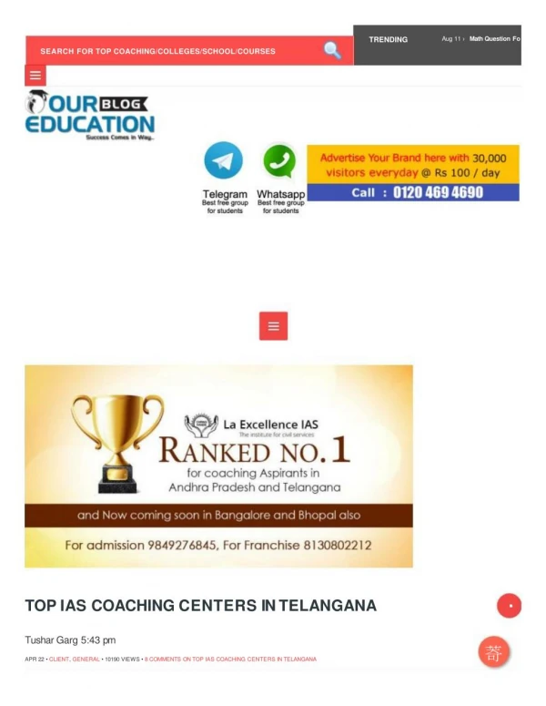 Top Ias coaching centers in Telangana