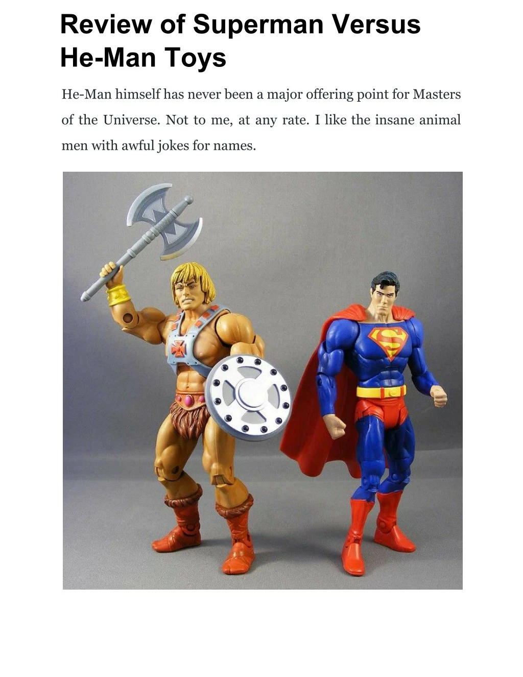 review of superman versus he man toys