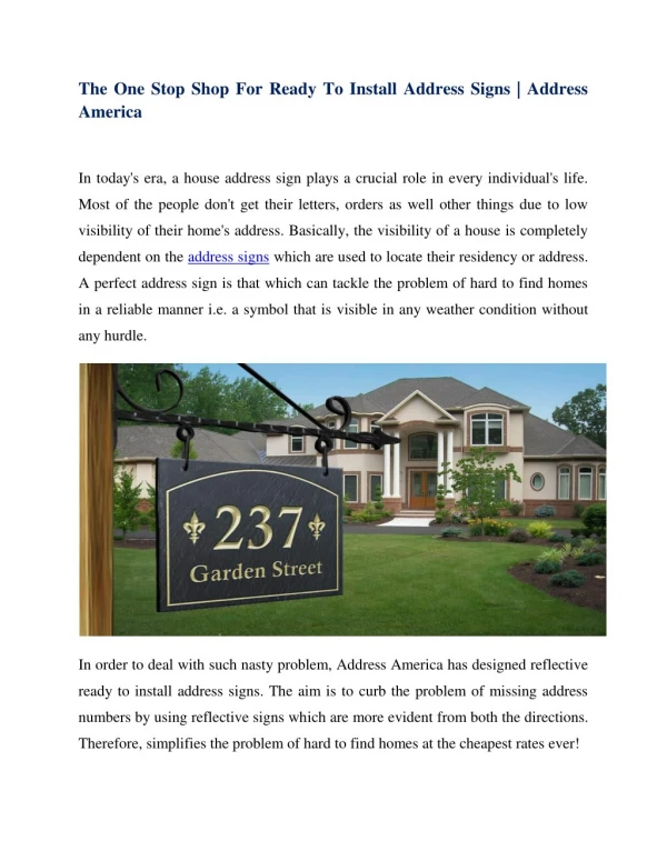The One Stop Shop For Ready To Install Address Signs | Address America