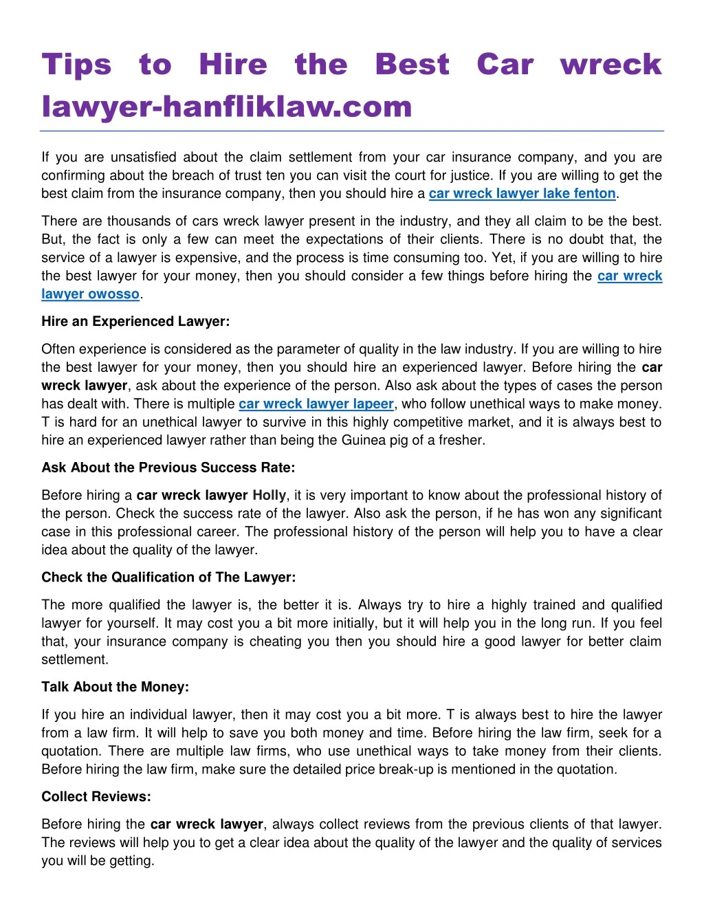 tips to hire the best car wreck lawyer hanfliklaw