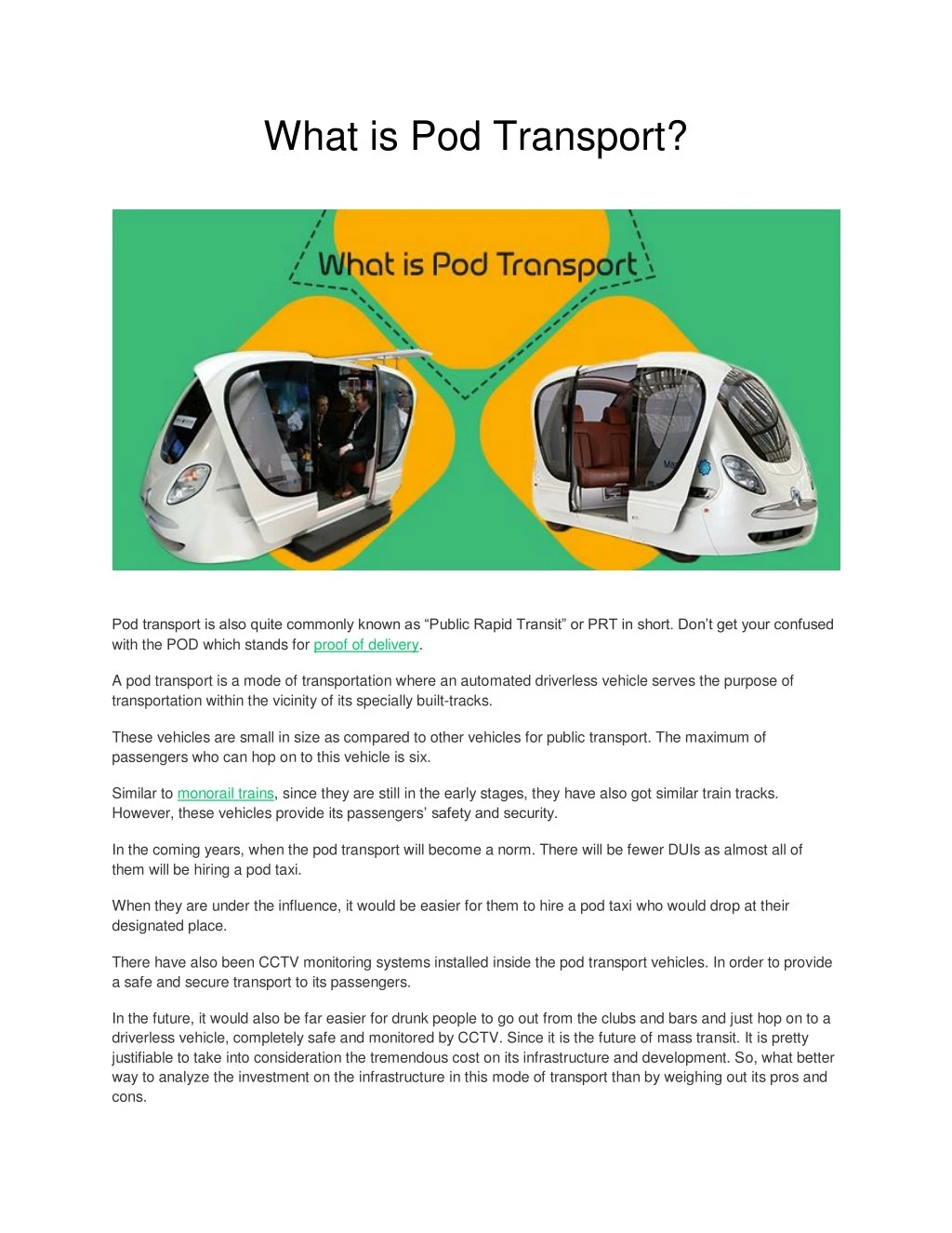 what is pod transport