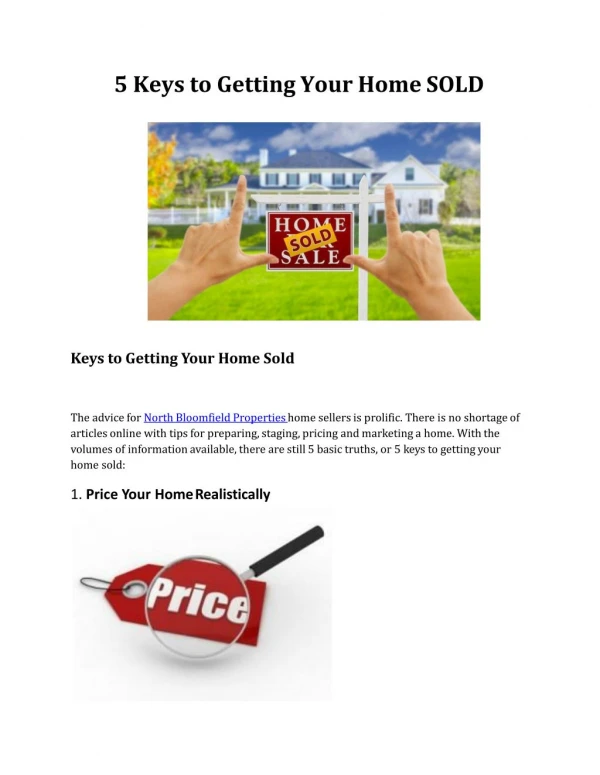 5 Keys to Getting Your Home SOLD