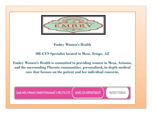 OB-GYN Specialists located in Mesa, AZ | Embry Women’s Health