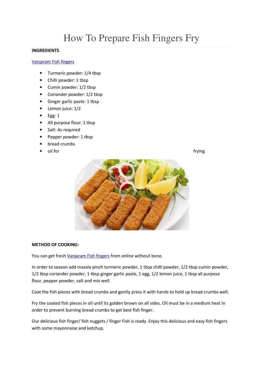 how to prepare fish fingers fry