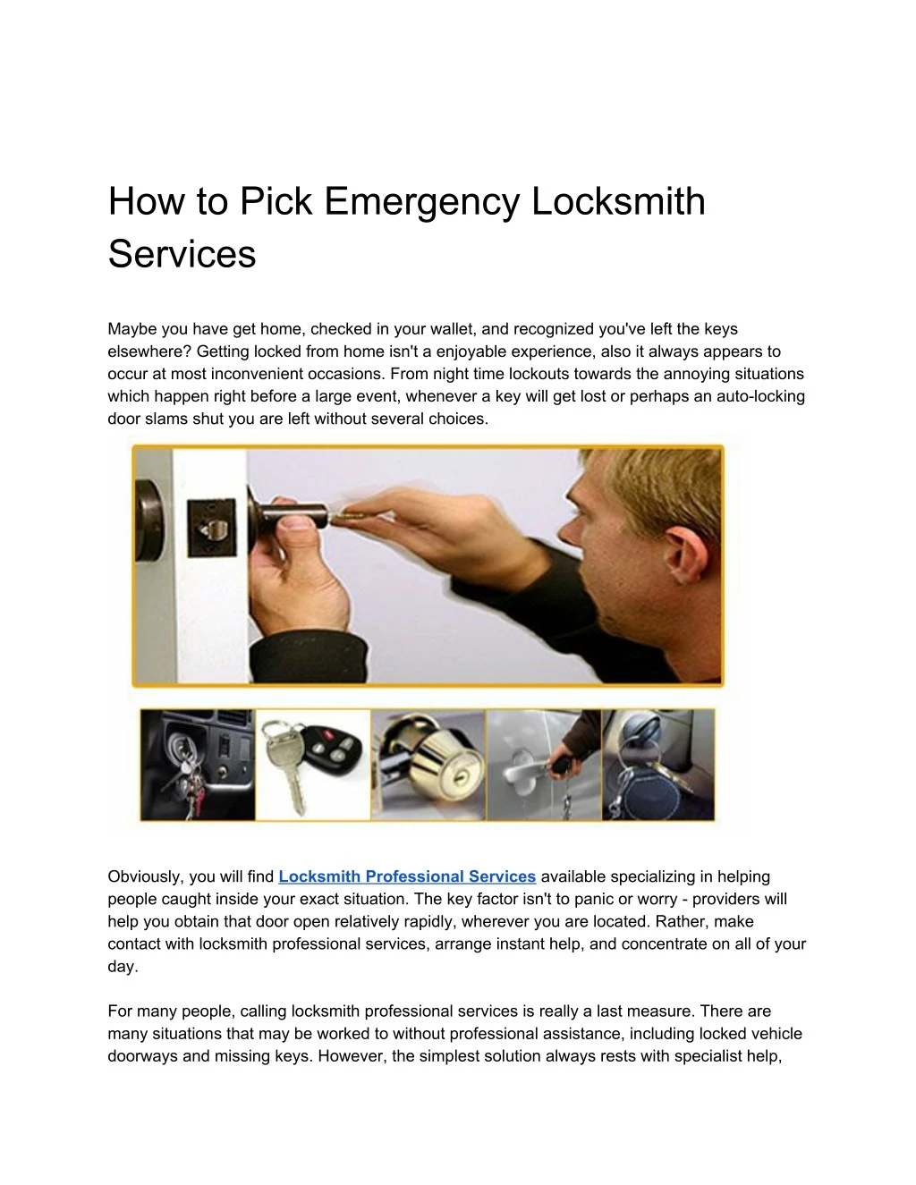 how to pick emergency locksmith services