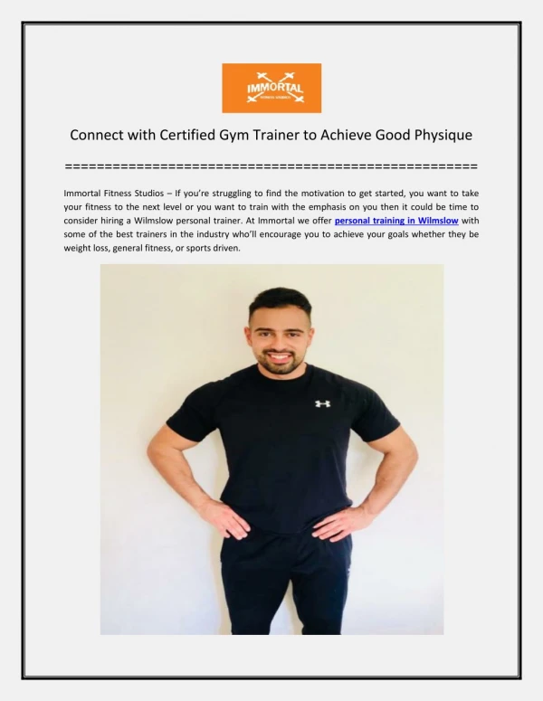 Connect with Certified Gym Trainer to Achieve Good Physique