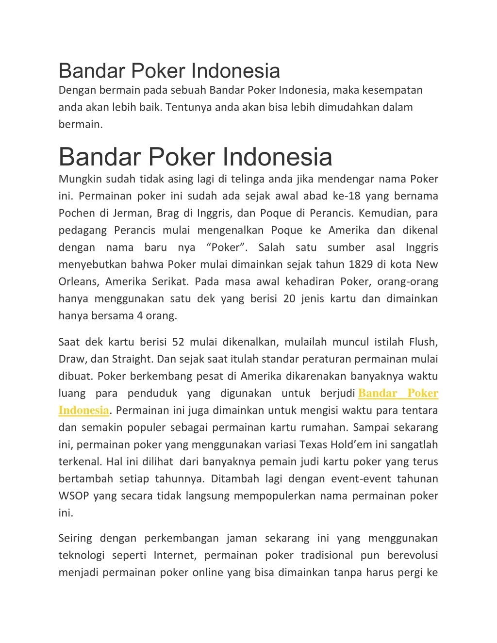 bandar poker indonesia dengan bermain pada sebuah