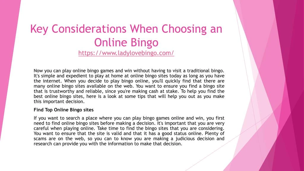 key considerations when choosing an online bingo https www ladylovebingo com
