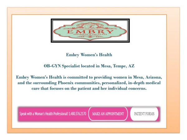 OB-GYN Specialists located in Mesa, AZ | Embry Womenâ€™s Health