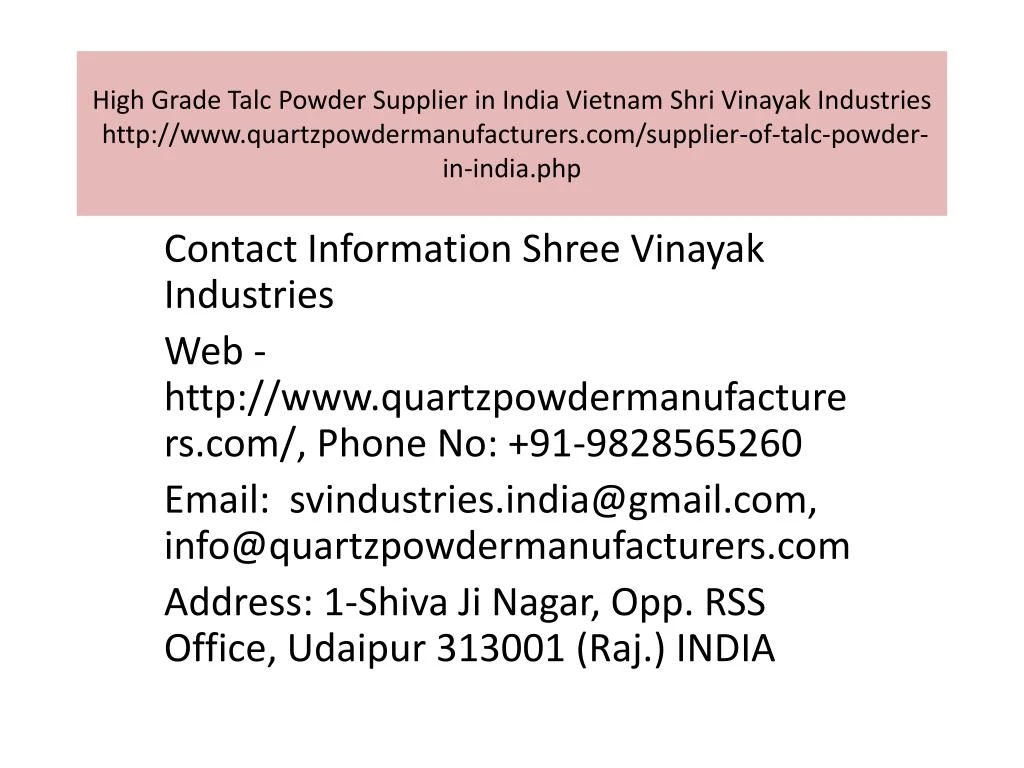high grade talc powder supplier in india vietnam