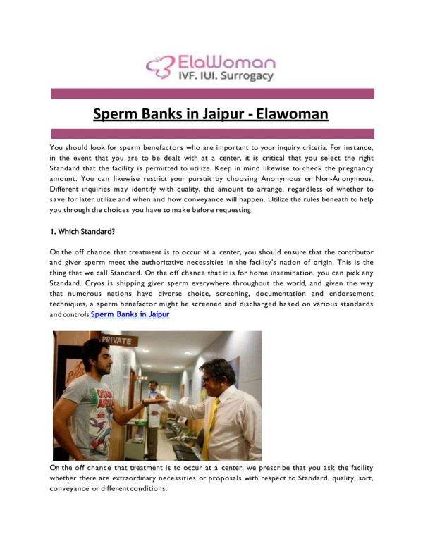 Sperm Banks in Jaipur - Elawoman