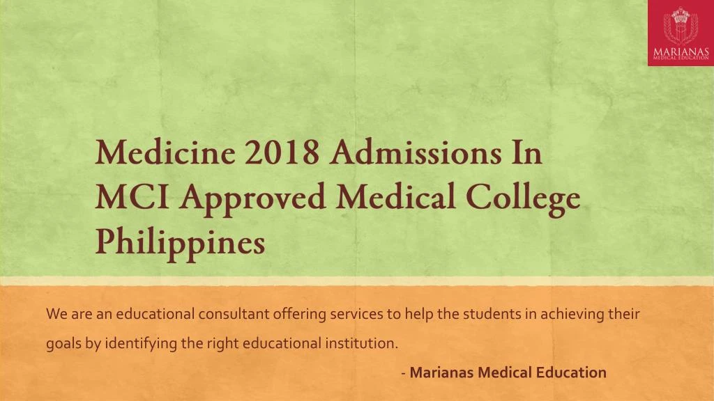 medicine 2018 admissions in mci approved medical college philippines
