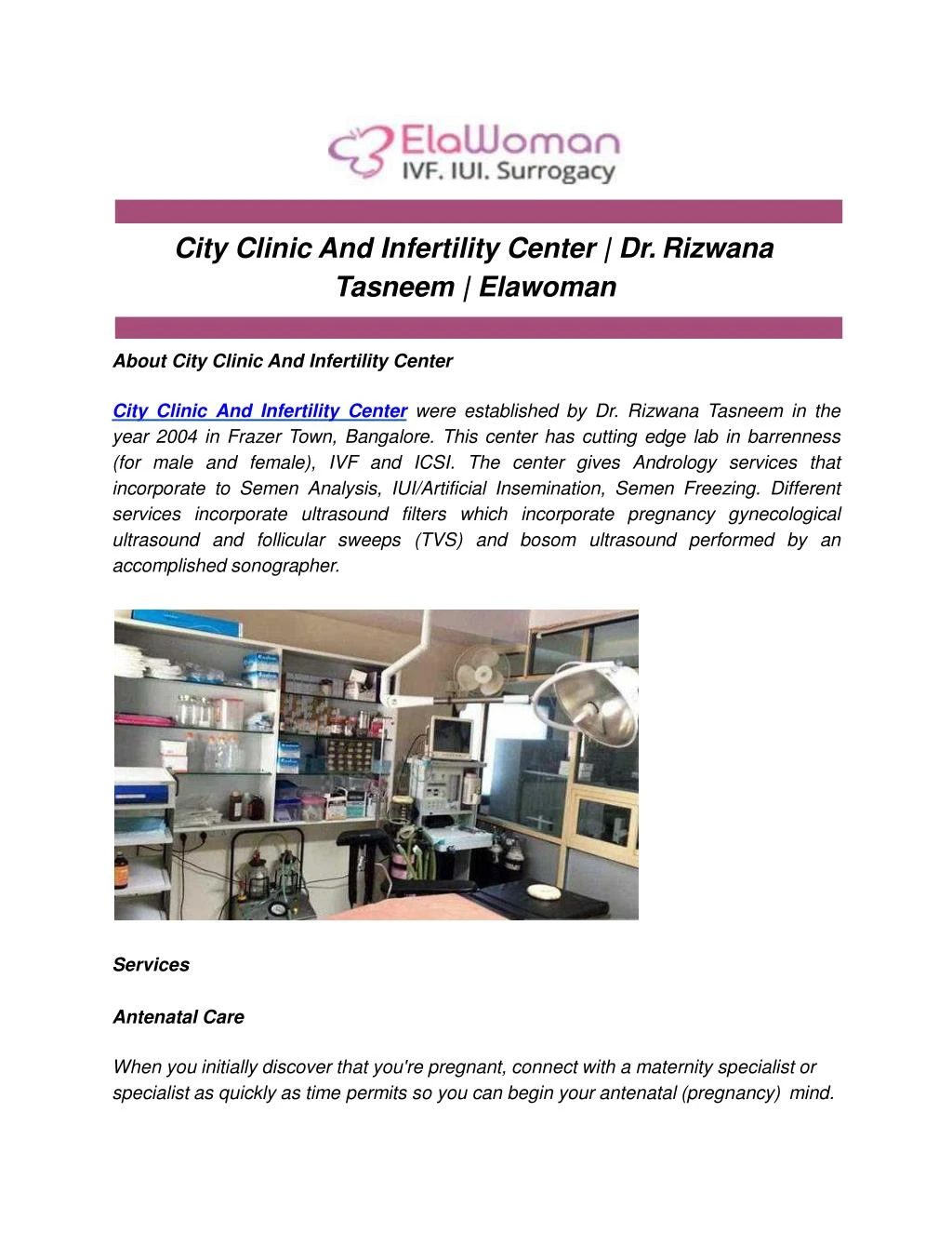 city clinic and infertility center dr rizwana