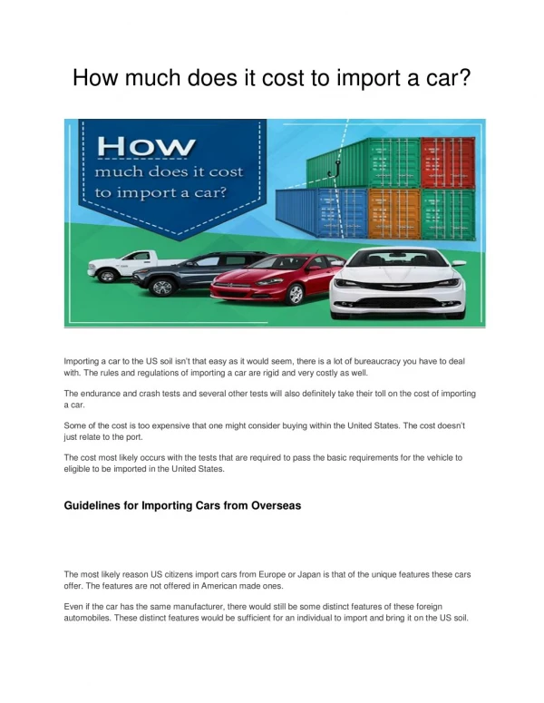 How much does it cost to import a car