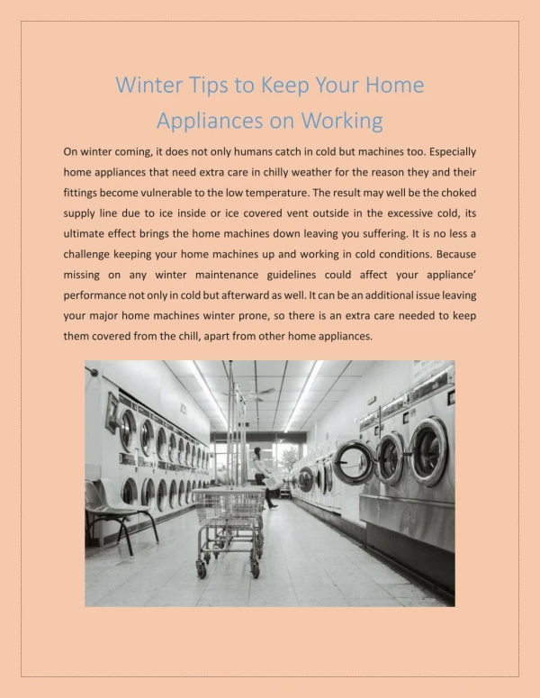 Winter Tips to Keep Your Home Appliances on Working