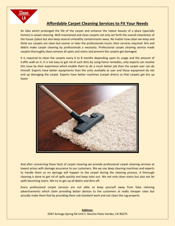 Carpet Cleaning In Torrance