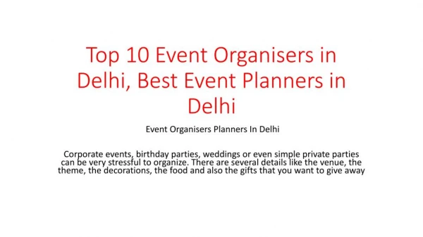 Top 10 Event Organisers in Delhi, Best Event Planners in Delhi