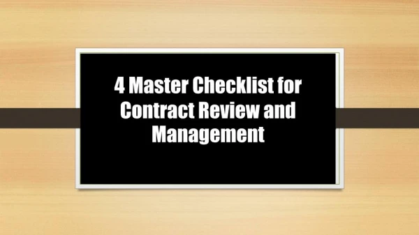 4 Master Checklist for Contract Review and Management