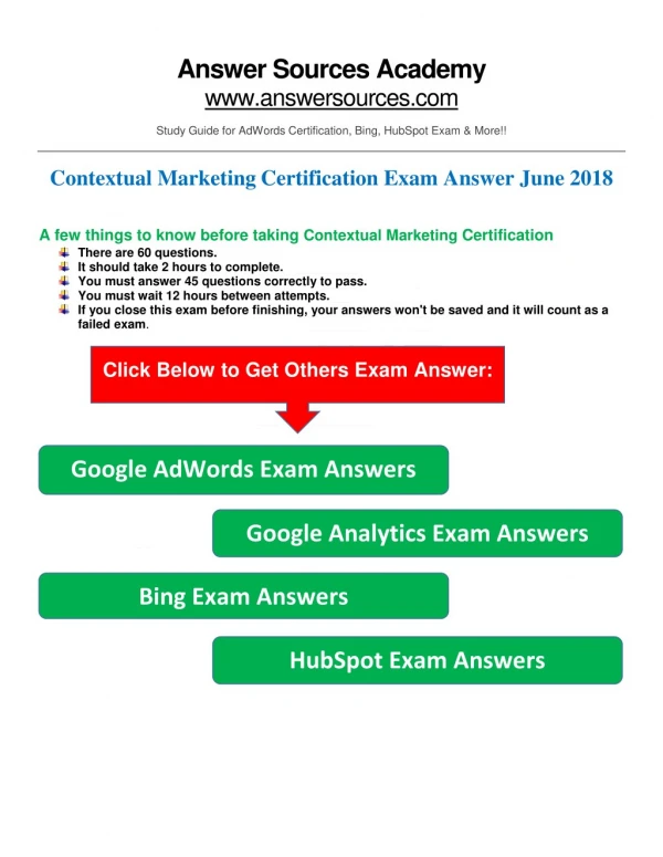 Contextual Marketing Exam Answer June 2018