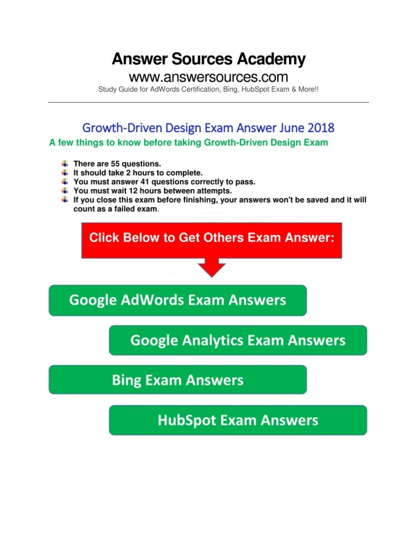 Growth-Driven Design Exam Answers June 2018