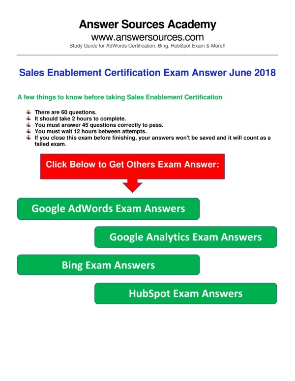 Sales-enablement- Exam Answer June 2018