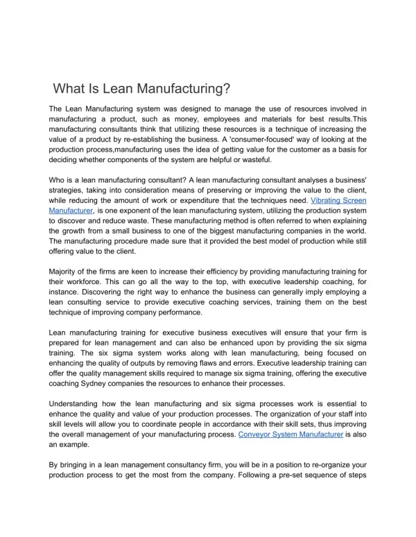 What Is Lean Manufacturing?