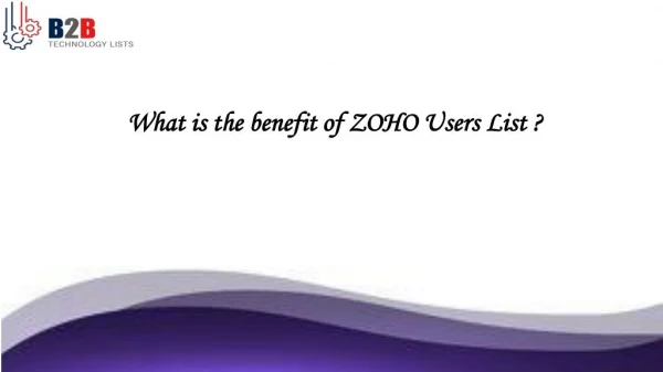 ZOHO Users List - ZOHO Users Email List - ZOHO Users Mailing List