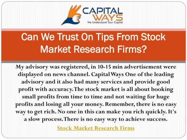Can we trust on tips from Stock market research firms?