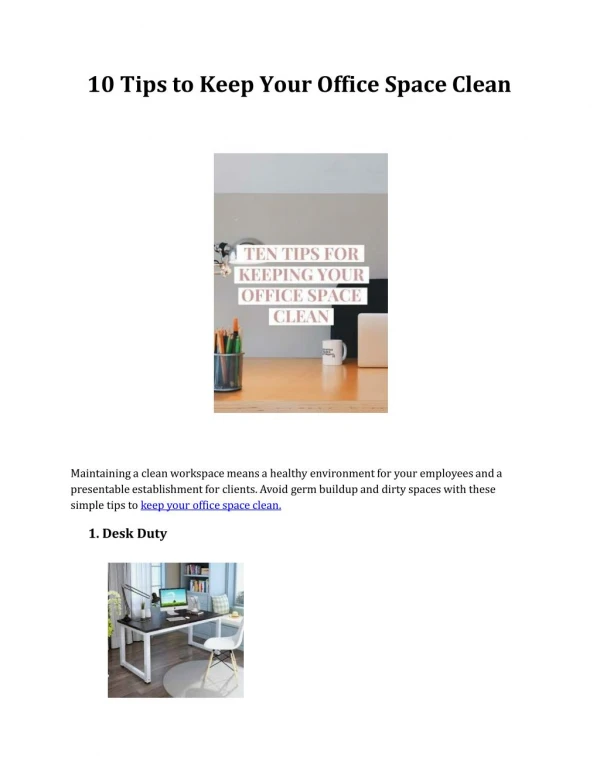 10 Tips to Keep Your Office Space Clean